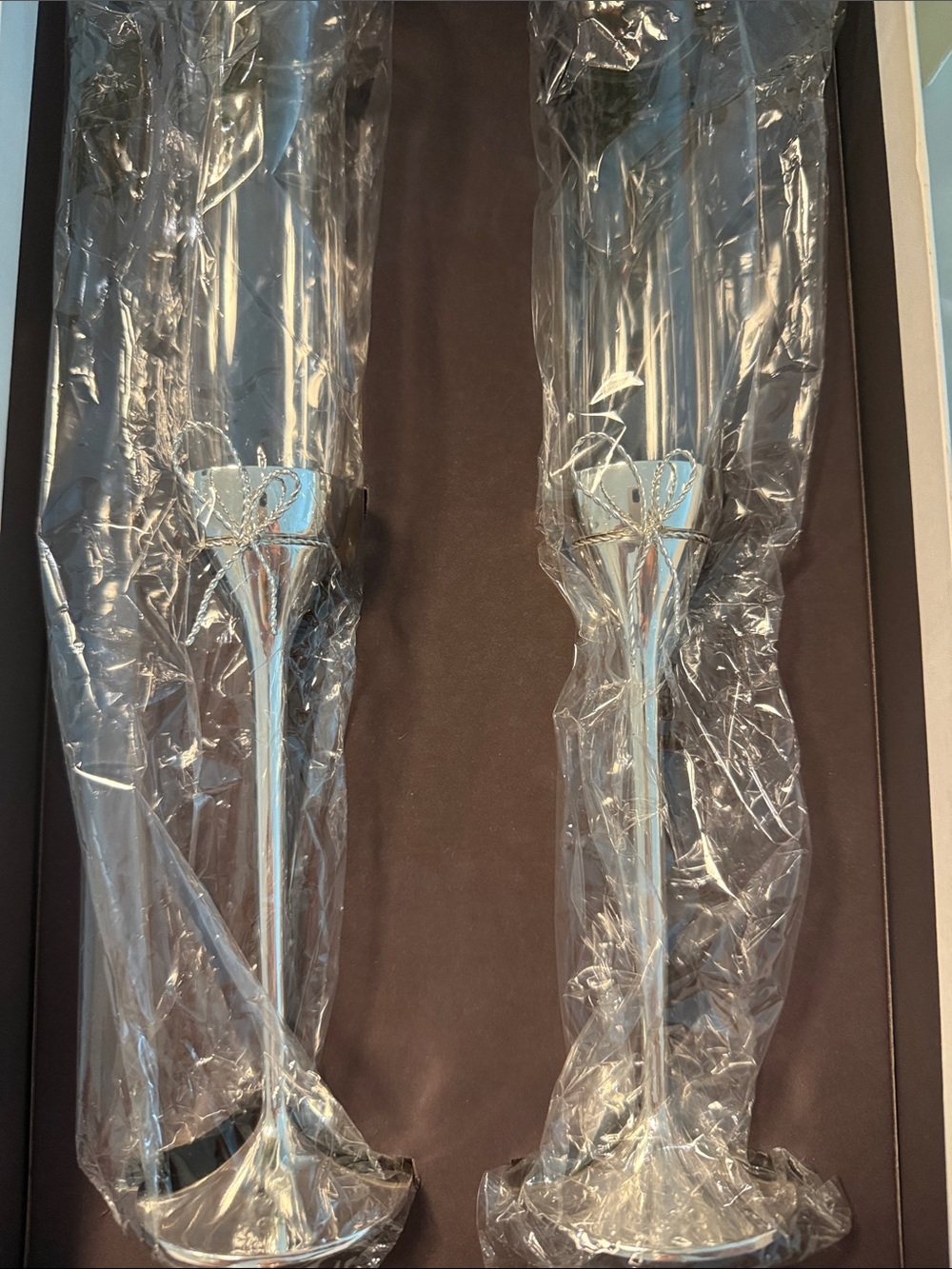 Vera Wang Silver Champagne Flute Candle Holders - Pair